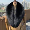 スカーフ女性のための超大きな毛皮の襟黒いナチュラルスカーフレディース冬の首ウォームワープコート80120cm 231218のために毛皮
