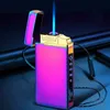 2022 New Metal Windproof Dual Arc USB Electric Plasma Lighter No Gas Fire With LED Power Men Gift