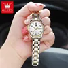 Frauen Uhren Olevs Luxus Quartz Uhr für Frauen elegante Edelstahl Uhr Luminous Water of Week Date Armbandwatch Ladies Dress Watchl231217