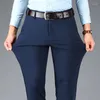 Men's Pants Spring Autumn Casual Elastic Business Trousers Fashion Comfortable Office Formal Black Blue Grey