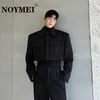 Men's Jackets NOYMEI All-match Wide Shoulder Silhouette Short Black Jacket Motorcycle Coat Zipper Lapel Korean Style Autumn 2024 WA3169