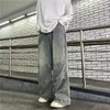 Mens Jeans Hip Hop Distressed Wideleg Pants Men Patchwork Denim Mopping Trousers Male Vintage Loose Casual Japanese Streetwear 231218