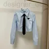 Blusas de mujer Camisas Diseñador prads camiseta de manga larga mujer cardigan abrigo corbata camisas de negocios top corto marca de lujo ropa de mujer WI1V