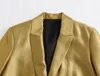 Damespakken Dames Blazer Goud Elegante Damesjassen Lange Mouw Kantoorkleding Mode Vrouw 2023 Knop Herfst Formeel Jasje