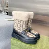 Designer stövlar snöstövlar högkvalitativa kvinnor lyxiga stövlar halv boot klassiska stil skor vinter höst snö stövlar nylon duk stövlar storlek 35-42