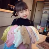 Pullover Girls Sweater Winter Decorative Buttons High Neck Solid Color Bottom Shirt Multicolour Children High Elasticity Knit PulloverL231215
