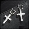 Stud Fashion Mens Women Earrings Gold Sier Color Ice Out Square Cz Cross Hip Hop Gift254A Drop Delivery Jewelry Dhesj