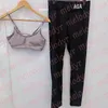 Sexy Yoga Bra Pants Set Summer Sport outfit Designer Padded Fitness Tank Tops Letter Print Elastic Tight Leggings Womens Jogging Sportswear