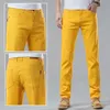 Herren Jeans Frühling Sommer Gerade Stretch Mode Lässig Klassischer Stil Baumwolle Denim Gelb Hosen Männliche Markenhose 231218