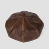 Bérets rétro en cuir PU pour femmes, Vintage dames octogonales, chapeau d'automne et d'hiver, artiste de café noir