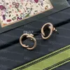 Women Designer Simple Earrings Ear Studs Retro Rose Gold Letter Earrings Studs With Gift Box Package