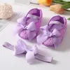 First Walkers Baby Shoes Headband Set Europe And The United States Cute Bow Princess 0-3-6-9-December Ins