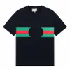 Men's T-shirt striped letter print summer new cotton short sleeve fashion brand female couple sports leisure heavy cotton