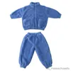 Pyjamas 2023 automne hiver enfant garçon vêtements 2 pièces ensemble bébé garçon flanelle velours peluche décontracté pyjamas enfants garçon solide chaud poilu vêtements de détente