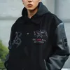 Men's Jackets Hip Hop Gothic Baseball Jacket Man High Street Retro Leather Sleeve Bomber Letter Flocking Embroidery Male Thicken Coats 231219