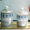 Garrafas castelo perfumado vela jar titular beleza vestir escova caneta caixa com tampa de armazenamento cerâmica estanho flor e garrafa decoração