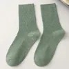 Meias femininas 1/5 pares aveia colorida outono tubo médio meia algodão puro ins na moda pontos fio sox para meninas meias de chão interior
