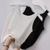 Canotte da donna Canotta estiva in maglia Top senza maniche sexy O collo Canotta da donna Tinta unita T-shirt bianca nera Tinta unita Taglie forti Canotta sottile