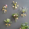 Vazen 5 stijlen hangende transparante flessen bloem met bladgoud frame kunst hydrocultuur woonkamer kantoor wanddecoratie
