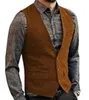 Gilet da uomo Nero Flip Pocket Gilet da uomo Giacca con scollo a V Gilet da lavoro in tweed a spina di pesce Matrimonio Groomman Abbigliamento Steampunk vittoriano 231219