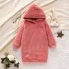 Girl's Dresses Toddler Girl Pink Fleece Hooded Sweatshirt klänning mjuk och bekväm perfekt för utflykter och daglig bär grundstil