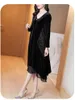 Abiti Donne eleganti Vintage Casual Black Maxi Abite 2021 Autunno Inverno 5xl Plus Le dimensioni Abito Midi Abito Midi Abito Codellone Vestitidos