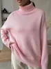 Kvinnors tröjor Fashion Turtleneck Autumn Winter Knit Pullover Overized Jumper Loose Casual Solid Blow Green Sweater Woman 231219