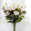 Fleurs décoratives en plastique européen pour mariage, décor de Table de maison, accessoires Po DIY, Bouquet Eustoma, fleur artificielle, fausses fleurs