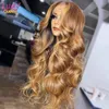 Synthetische Perücken, Honigblond, gewellt, 13 x 4, HD-Spitze-Frontal-Perücke, vorgezupft, Highlight-Farbe, 13 x 6, transparentes vorderes Echthaar für Frauen, 231219