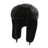 トラッパーの帽子ファッション女性冬の暖かいフェイクファー爆撃機ブラックホワイトソリッドカラー濃厚秋の耳を保護するスキーハット231219