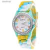 Montres Femme Mode femmes montres de luxe Camouflage diamant montre à Quartz nouveau arc-en-ciel Silicone robe dames montres filles horloge RelojL231217