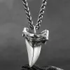Shark tooth Silver necklace for men silver pendant Jewelry hippop street culture mygrillz LJ201016320A