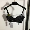 Rhinestone Crop Top Women Sexy Short Camis V Neck Cropped Tops Luxury Brand Knitted Vest