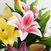 장식용 꽃 인공 실크 가짜 백합 릴리 꽃다발 41cm 긴 DIY 창조적 선물 친구는 신선한 거실을 가르치