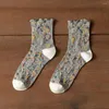 Donne calzini harajuku in stile giapponese retrò kawaii carino ricamo etnico arruffato di moda vintage long sox