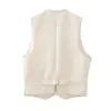 Women's Vests Cropped Tuxedo Vest For Woman V Neck Sleeveless Double-Breasted 2024 Autumn Fashion Navel Revealing Waistcoats