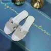 Luxury Orans Sandals Italy Piars Flat Slippers par äkta läderpar 100% loafer Classic Lazy Bath Ladies Large 35-42QQ QQ QQ