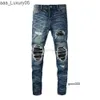 Patch amari Washed amirl Street amirlies am es amis Blue imiri amiiri Pants AM High Designer Clothing Hole es Old Jeans Denim Jeans Mens Slim Fit Elastic Slim Feet SPSX