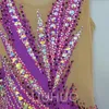 LIUHUO Rhythmische Gymnastik-Trikots für Mädchen und Frauen, violett, Wettbewerb, Kunstturnen, Leistungskleidung, hochwertige Kristalle