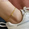 Anklets Tiny A-Z Initial Letter Anklets For Women Stainless Steel Gold Color Alphabet Cuban Link Anklet Bracelet Boho Jewelry GiftsL231219