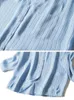 Camicette da donna SuyaDream Camicie a righe da donna Crepe De Chine di seta con scollo a V Blu Chic 2023 Primavera Estate Top ampio