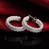 Hoop Earrings High Quality 925 Sterling Silver Fashionable Mesh For Women'S Christmas Valentine's Day Parties Jewelry Party Gifts