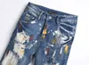 Paarse jeans Designer herenjeans Heren retro patchwork uitlopende broek Wild gestapelde gescheurde lange broek Recht Y2K Baggy gewassen vervaagd voor mannen 3583