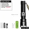 Flashlights facklor 8800Metrar LED-ficklampa laddningsbar fackla typ-C Powerf Tactical Flash Light Zoomable Hunting Lantern Waterpr Dhnph