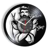 Wall Clocks Barber Shop Logo Hair Salon Decor Vintage Record Clock Accessories Hairdresser Sign Decorative Watch