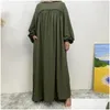 Ethnic Clothing Turkey Arabic Long Dress Abayas For Women Dubai Loose Sleeve Side Pocket Muslim Femme Musman Kaftan Drop Delivery Appa Dhbjg