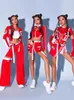 Stage Wear Girls Group Caz Dans Kostümleri Kadınlar Gogo Dansçıları Kırmızı Kıyafetler Yetişkin Hip Hop Performans Partisi Elbise DQS15151