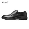 Geklede schoenen YIGER heren zakenman formale bruiloft echt leer vintage oxford zwart mannelijk casual 2023