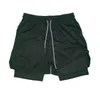 Shorts pour hommes Short de Fitness Double couche pour hommes cordon de serrage doublure en maille taille élastique respirant séchage rapide à la plage piscine été MaleL1218