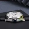 Armbanduhren 2023 Mode Automatische Herrenuhr Stahlgehäuse Portugue Weißes Zifferblatt 42mm Lederband Relogio Masculino